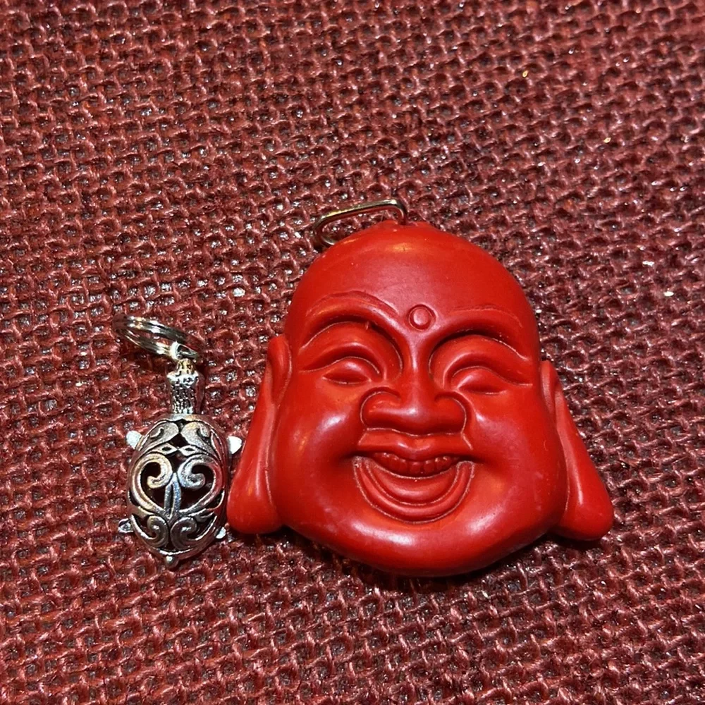 - 🏮- lucky Buddha carved red cinnabar stone healing Luck abundance tortois… - Picture 3 of 11